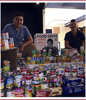 Students display food for donations